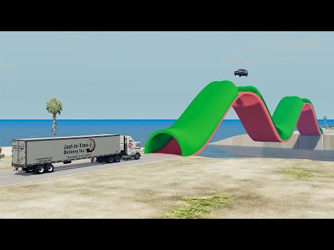 BeamNGDrive - Epic Cars vs Roller Coaster Bridge Crashes 20 | BeamNG High Speed