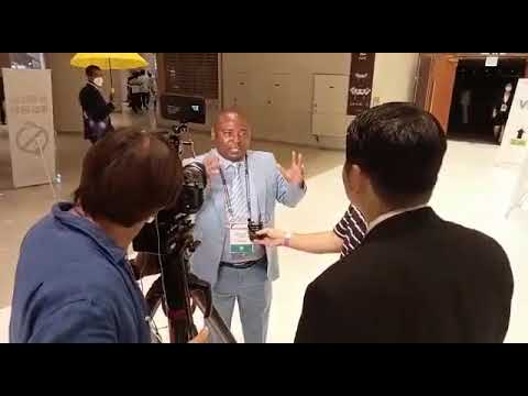 IAPD Zimbabwe president Bishop Dr Albert Chikuni attending to the Media in South Korea