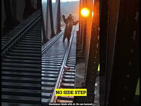 Ussuri Bear charges the rail trestle as the narrow span traps you #bearencounter