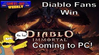 Diablo Fans Win - Diablo Immortal Porting to PC - Gamers Bay Weekly