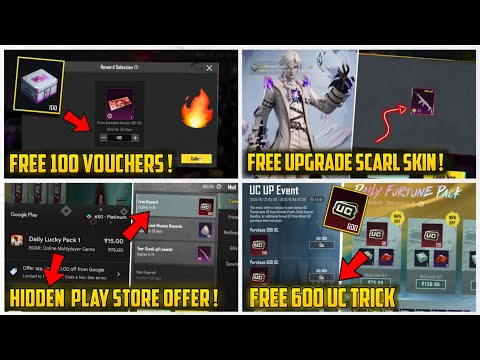 😱 Get Unlimited 60 UC Vouchers ! Free New Scarl Upgradable Gun Skin Trick | Free Uc Trick In Bgmi 