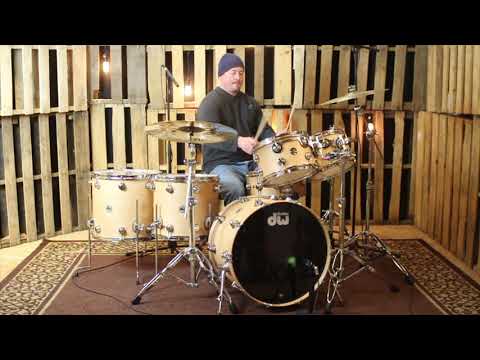 DW Santa Monica Natural Hard Satin Over Birdseye Drum Set - 22, 12, 13, 16, 18, 6.5x14 - SO#1161509