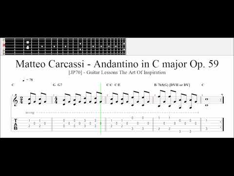 Matteo Carcassi - Andantino in C major Op. 59 [classical GUITAR TUTORIAL TAB or MUSIC SHEET]