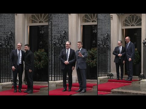 Video | Arrival of Zelensky, Macron and Merz at Downing Street for talks on Ukraine | AFP