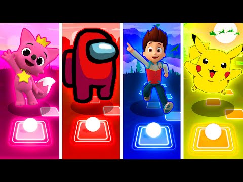 pinkfong VS among us VS paw patrol VS pikachu | tiles hop edm rush | battle 53