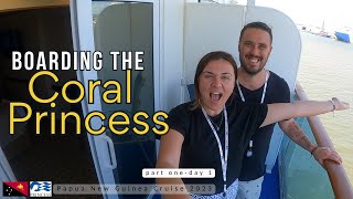 Boarding the Coral Princess | Papua New Guinea cruise VLOG | Balcony Room Tour 🚢 | Day 1 | Part 1