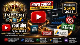 Novo Curso de Youtube na Formação Império dos Blogs: Canais Lucrativos para Blogs