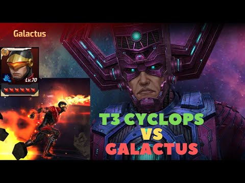 T3 Cyclops VS GALACTUS Giant Boss Raid (GBR) No CTP DMG Test + SL Chests - Marvel Future Fight