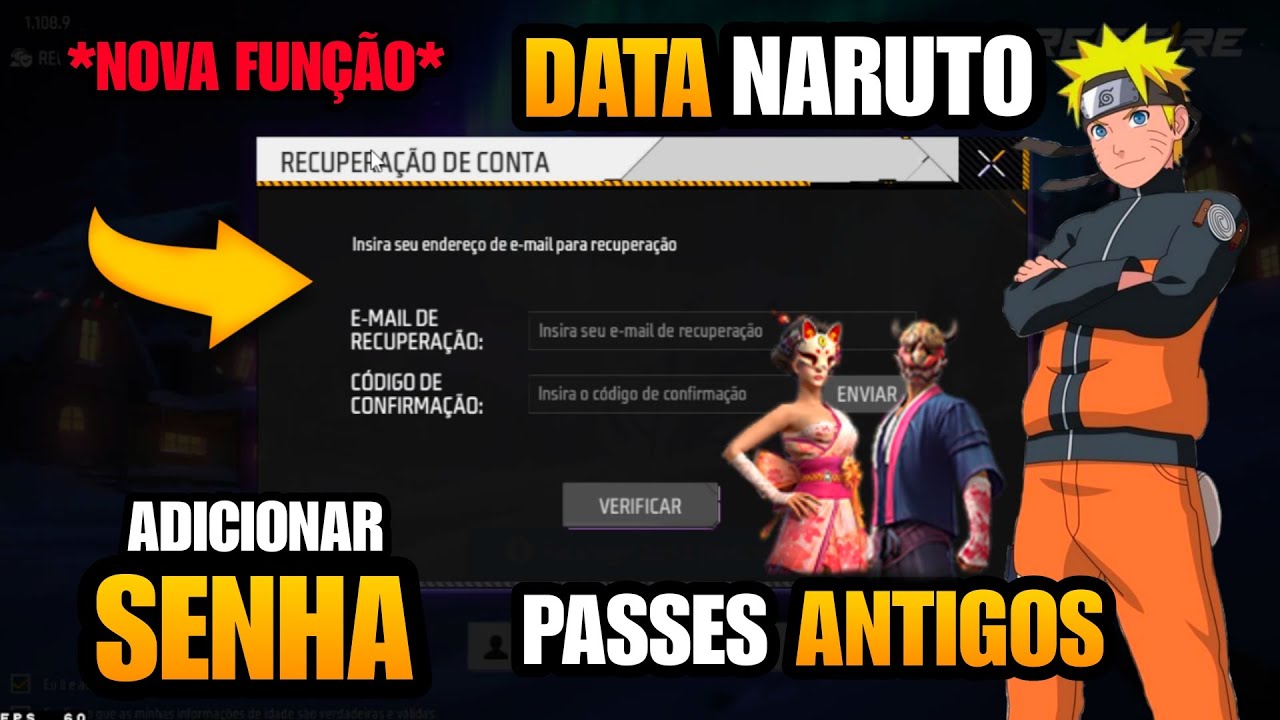 PEGUE SKIN DO NARUTO, PASSES ANTIGOS, FUNÇÃO DE ADICIONAR SENHA, BÔNUS E MAIS NOVIDADES FREE FIRE