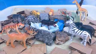 超初心者が動物のフィギュアで生息している環境を創造で作成、My own style, diorama Animal. Reused some unnecessary items