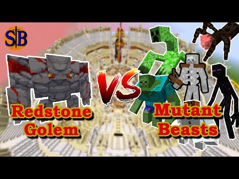Redstone Golem (Dungeons mobs) vs Mutant Monsters | Minecraft mobs battle