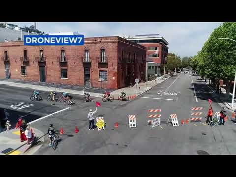 Giro di San Francisco bicycle race in San Francisco -- drone video over the race!
