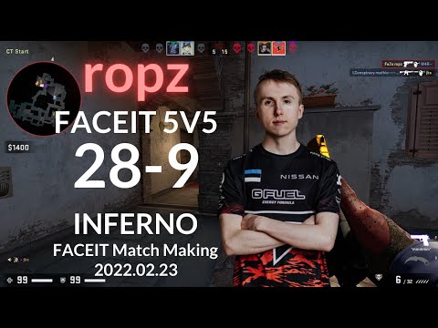 【CSGO POV】ropz (28-9) (INFERNO) @ FACEIT 5v5 mm 2022.02.23 | LIM-CSGO POV