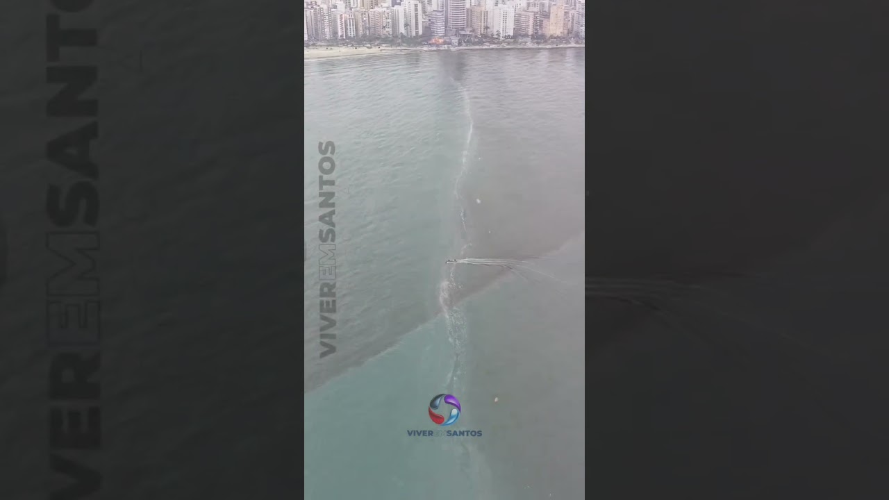 Prefeitura esclarece surgimento de mancha no mar em Santos.