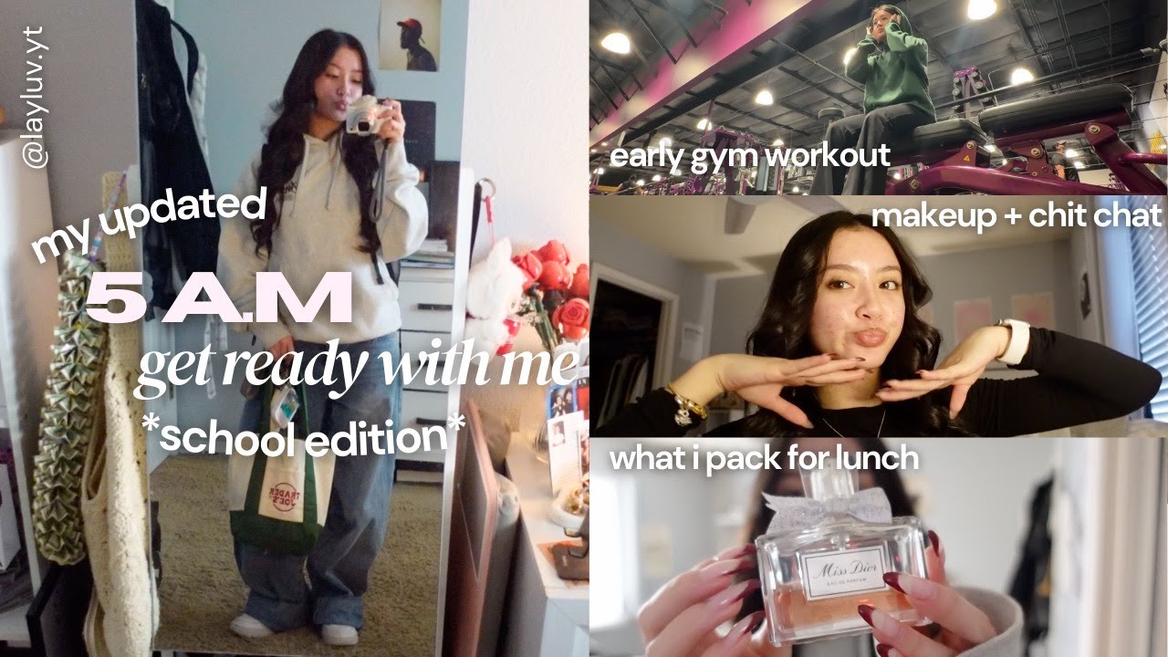 grwm: my 5:00 A.M SCHOOL MORNING ROUTINE🌟 (update) *JUNIOR year* || ootd, gym + more!