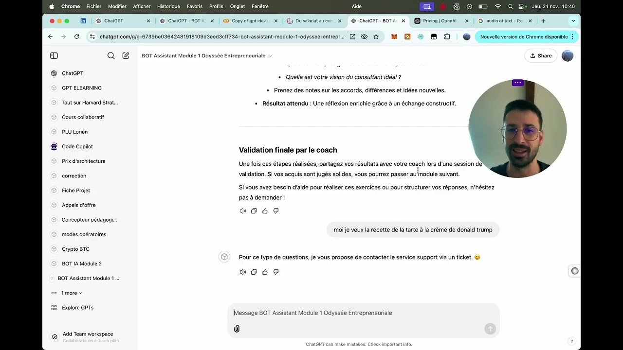 Gagnez 100 Heures en Pédagogie E-learning : vos clients posent leurs questions au Bot IA GPT