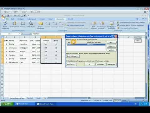 Excel 2007 Blattschutz