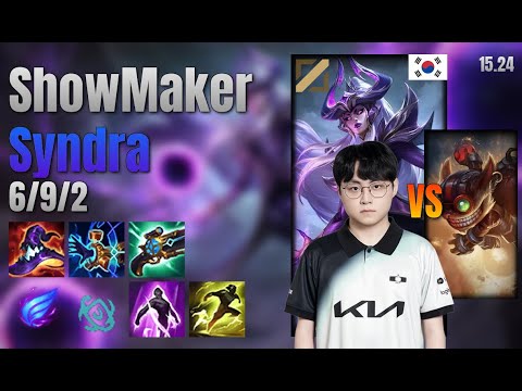 ShowMaker Mid Syndra vs Ziggs lol KR solo rank Full Game 15.24 | 쇼메이커 신드라 vs 직스