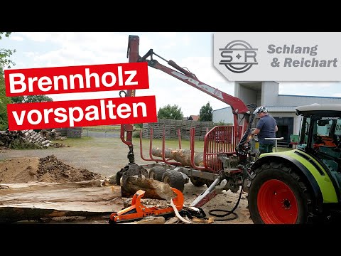 Brennholz transportieren und vorspalten mit dem Rückewagen SR.1100 und Woodcracker L700 Holzspalter
