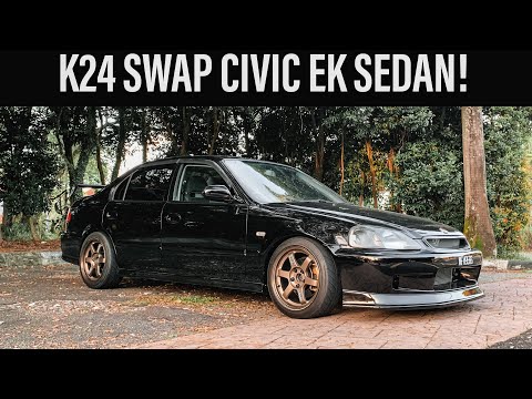 K24 SWAP CIVIC EK SEDAN TEST DRIVE REVIEW! #K24
