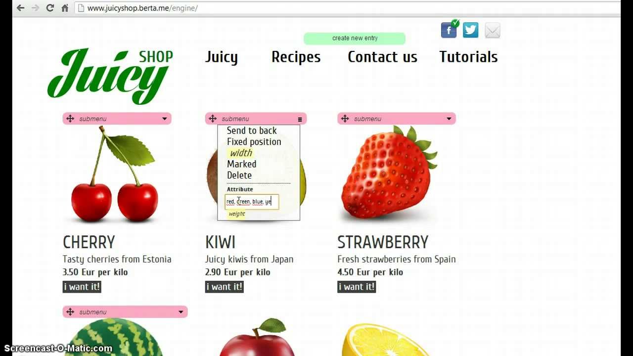 Atributes for Berta Shop items