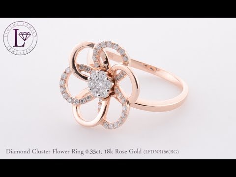 Diamond Cluster Flower Ring 0.35ct, 18k Rose Gold (LFDNR166RG)