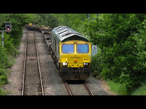 Freightliner Class 66 No's. 66591 & 66566 on 6M25 Hunslet Yd - Crewe B.H on 17.05.20 - HD