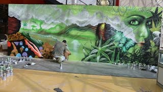 Decoración arte urbano Cannabis Fira Cornellà 2015 
