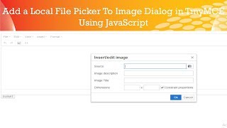 Add a Local File Picker to image Dialog in TinyMCE || php website development tutorial