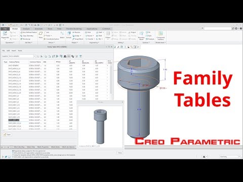 Creo Parametric - Family Tables | Part Modeling