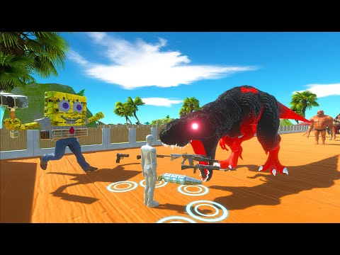 FPS Avatar and Spongebob vs T-Rex Batman Deadly Run - Animal Revolt Battle Simulator