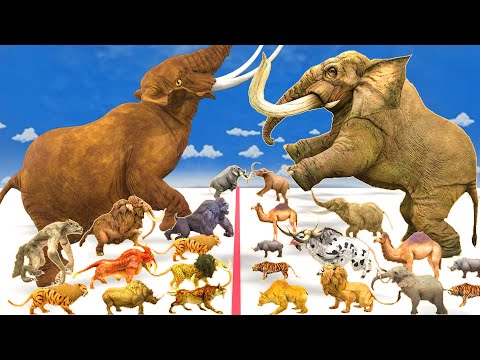 Animal Epic Battle Prehistoric Mammals VS Modern Mammals Size Super Animal Battle Simulator