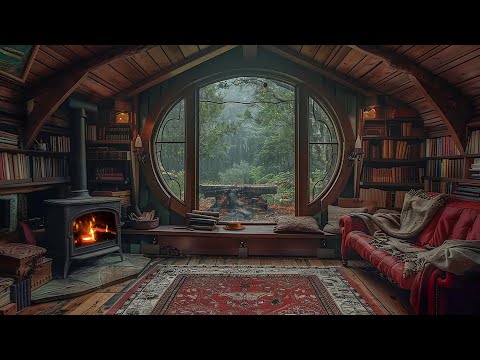 Hobbit's House On Rainy Day ????Crackling Fire and Raining Outside Help You Relax, Sleep, Work in 8 Hrs