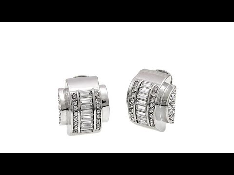 KJL by Kenneth Jay Lane "Sparkling Deco" Crystal ClipOn ...