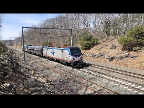 (RARE!) Amtrak Extra #648 in the Woods in Groton, CT with Hornshow (4/3/22)