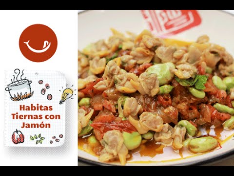 Habitas tiernas con jamón