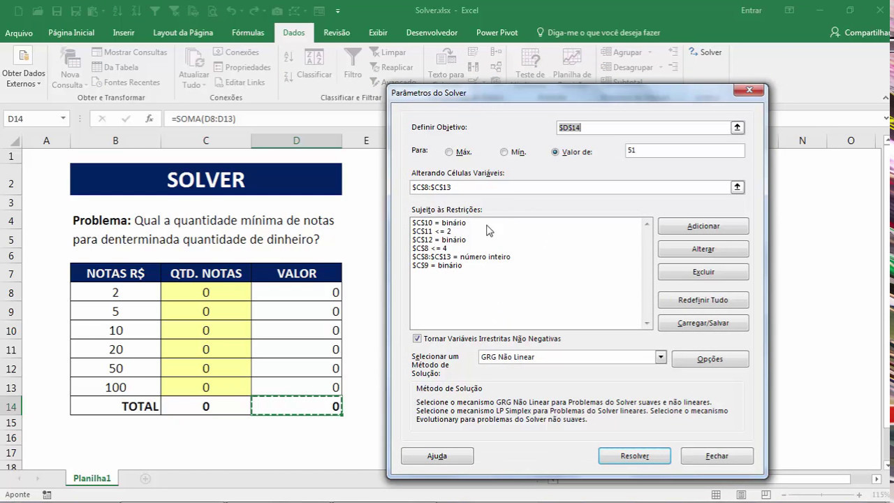 Excel - Como utilizar a ferramenta SOLVER do Excel