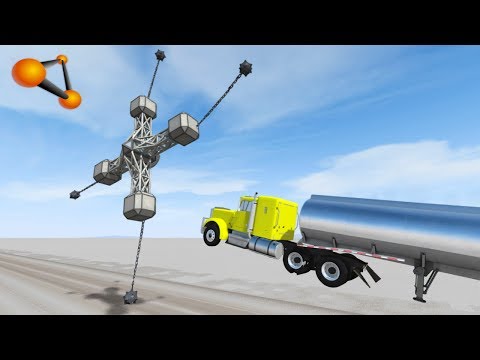 BeamNG.drive - Large Spinner with Ball and Chain Against Cars