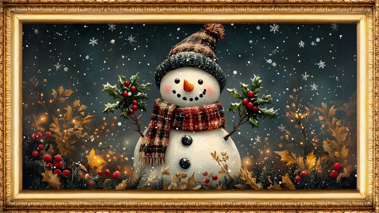 Christmas Magic: Happy Snowman Art Screensaver | 16 Stunning 4K Images for Your TV