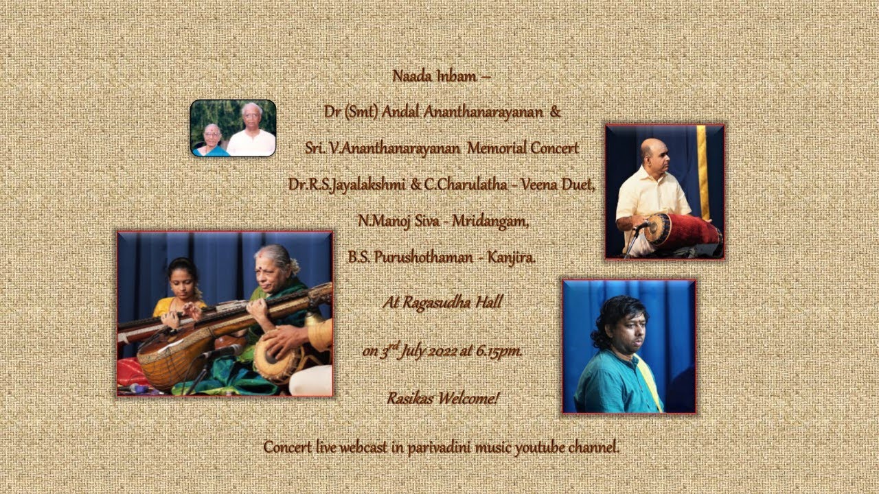 Dr. R.S.Jayalakshmi & C. Charulatha - Veena Duet - Smt  &  Sri. V.Ananthanarayanan Memorial Concert.