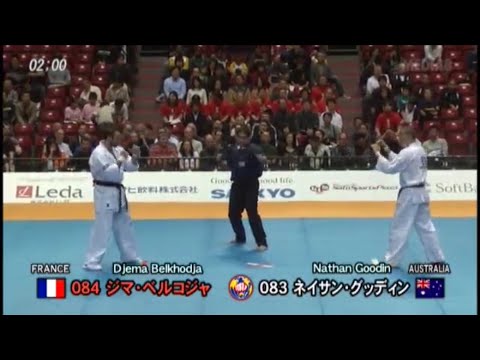 10th World open tournament Kyokushinkai karate. Djema Belkhodja(France)vs Nathan Goodin (Australia)