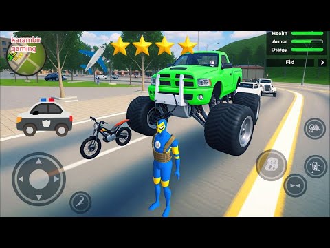 Captain American Rope Hero - Monster Truck Crime Simulator in Vegas City - Android Gameplay