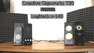 Video thumbnail for Creative Gigaworks T20 vs Logitech x-140 speakers sound/bass test by Techscrew