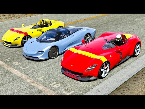Ferrari Monza SP1 vs McLaren Speedtail vs Ferrari Monza SP2 - Top Gear Track
