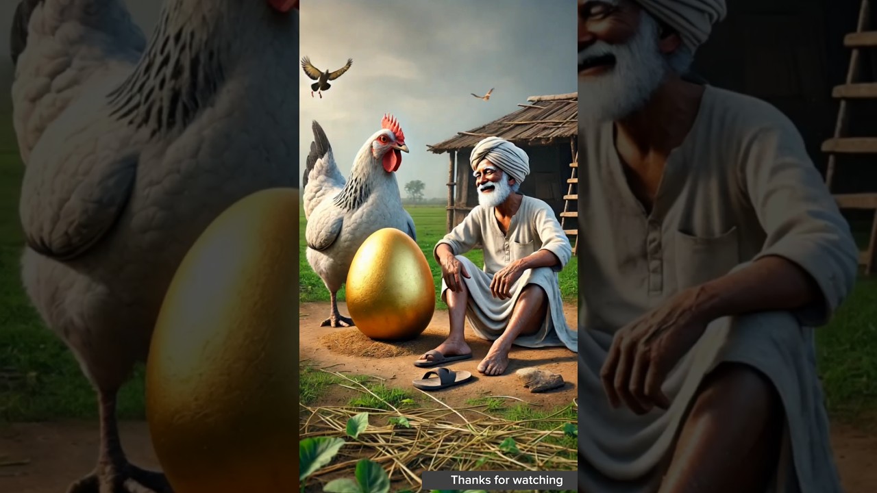 The farmer's hen lays a golden egg 😭 #ai #hen #farmer