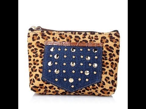 Clever Carriage Company Denim Haircalf Makeup Bag