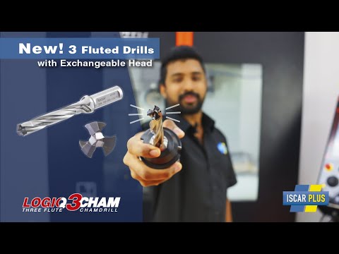 3 Fluted Exchangeable Head Drill line - Logiq3cham- Iscar Plus Tool Intros - CNC Machining