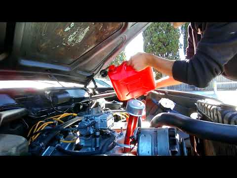 1963 Rambler 990 Ambassador. First start-up. Fuel going everywhere.