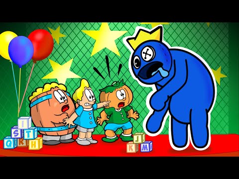 O Monstro Azul Babão  - Barril, Rafa e Cabeção em Rainbow Friends Roblox