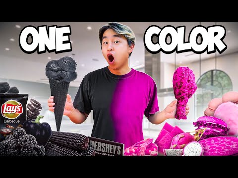 Eating Only ONE Color of Food for 24 Hours (Black Vs Pink)